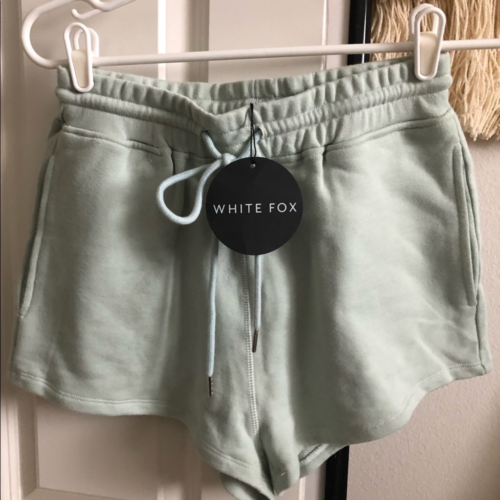 COPY White Fox Boutique Sage Green Athletic Sweat Shorts with Logo New